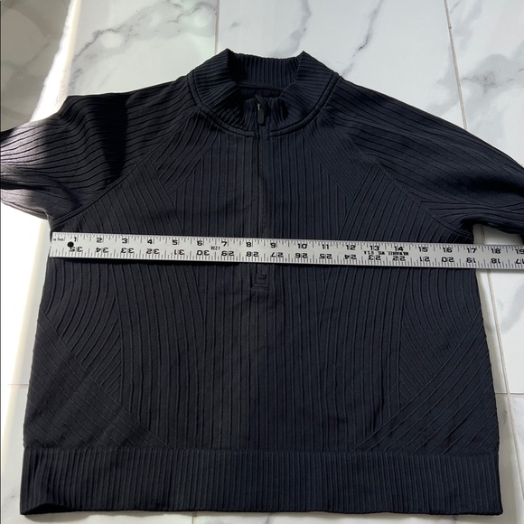Lululemon Rest Less Cropped Half Zip Colour Rib Black Long Sleeve Pullover 6 - Picture 12 of 16
